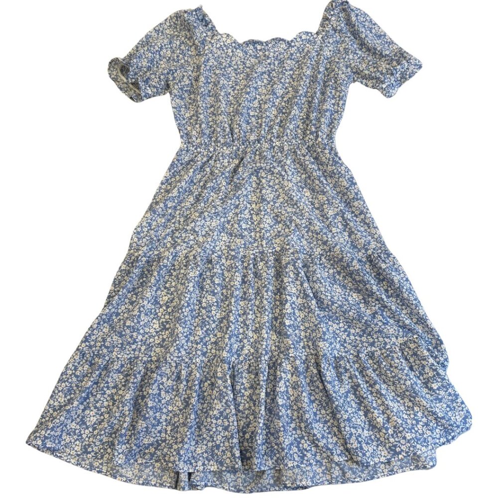 Blue Floral Midi Dress
